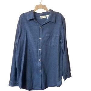 Faded Glory Button Up Top Womens Size 18W - 20W Dark Blue